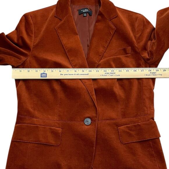 TALBOTS Blazer Womens 12 Rust Burnt Orange Velvet Jacket Fitted Academia Preppy - Picture 6 of 8